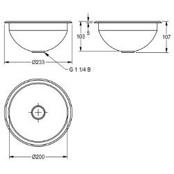 Bild von KWC RONDO RNDX200 Einlege- und Unterbau-Rundbecken Beckenposition:mittig, Becken: Höhe:108 mm, Oberflächenbehandlung des Beckens:seidenmatt, Art.Nr. : 2000056331