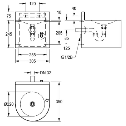 Bild von KWC ANIMA ANMX33L Wandtrinkbrunnen Flaschenfüller:optional, Becken: Höhe:33 mm, Becken: Tiefe:220 mm, Art.Nr. : 213.0649.011