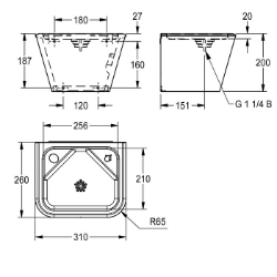 Bild von KWC ANIMA ANMX30U Wandtrinkbrunnen Flaschenfüller:optional, Becken: Höhe:20 mm, Becken: Tiefe:256 mm, Art.Nr. : 213.0648.990