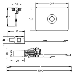 Bild von KWC AT3O0051 WC-Steuerung Ausführung Einbauarmatur:F-Set, Höhe der Abdeckplatte:148 mm, Breite der Abdeckplatte:207 mm, Art.Nr. : 2030021142