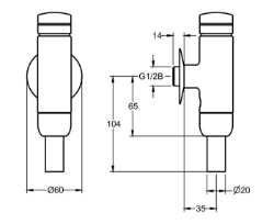 Bild von KWC AQUALINE AQRM551 WC-Druckspüler Berechnungsdurchfluss Trinkwasser:0.7 l/s, Funktionsprinzip:hydraulisch selbstschließend, Nennweite:DN 15, Art.Nr. : 2000100082