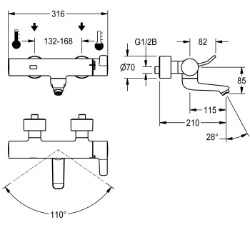 Bild von KWC F4ET-Med F4ET1001 Elektronik-Thermostatbatterie mit Rückflussverhinderer:ja, A3000 open-kompatibel:nein, Voreinstellung Hygienespülung:24 Stunden nach der letzten Betätigung, Art.Nr. : 2030072424