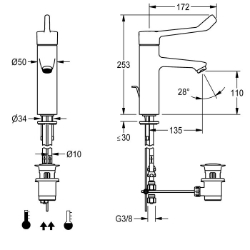 Bild von KWC F4LT-Med F4LT1016 Thermostat-Standbatterie A3000 open-kompatibel:nein, Drucklos:nein, Funktionsprinzip:manuell, Art.Nr. : 2030072406