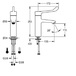 Bild von KWC F4LT-Med F4LT1010 Thermostat-Standbatterie A3000 open-kompatibel:nein, Drucklos:nein, Einstellbare Fließzeit:nein, Art.Nr. : 2030072403