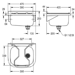 Bild von KWC SIRIUS BS300N Ausgussbecken Spritzschutzhöhe:44 mm, Beckenposition:mittig, Beckendesign:runde Ecken, Art.Nr. : 207.0599.542