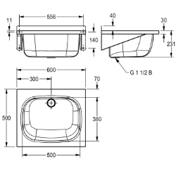 Bild von KWC SIRIUS BS330 Ausgussbecken Spritzschutzhöhe:40 mm, Beckenposition:mittig, Beckendesign:runde Ecken, Art.Nr. : 207.0483.167