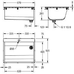 Bild von KWC SIRIUS BS323N Waschtrog Beckenposition:mittig, Beckendesign:90° Ecken, Becken: Höhe:281 mm, Art.Nr. : 2030045756