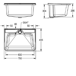 Bild von KWC SIRIUS MB7050 Mehrzweckbecken weiß Beckenposition:mittig, Beckendesign:runde Ecken, Becken: Höhe:295 mm, Art.Nr. : 2000103436