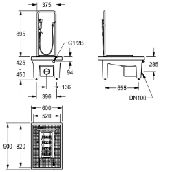 Bild von KWC SIRIUS SIRB714 Stiefelreinigungsanlage Bürsten:Hand und Sohlenbürsten, Anzahl der Bürsten:1, Anschlussgröße:G 1/2 B, Art.Nr. : 2000101080