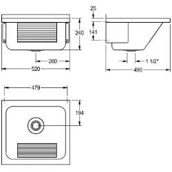 Bild von KWC SIRIUS LTJ500 Waschtrog Spritzschutzhöhe:30 mm, Beckenposition:mittig, Beckendesign:runde Ecken, Art.Nr. : 2000057087