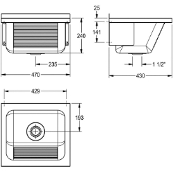 Bild von KWC SIRIUS LTJ450 Waschtrog Spritzschutzhöhe:30 mm, Beckenposition:mittig, Beckendesign:runde Ecken, Art.Nr. : 2000057085