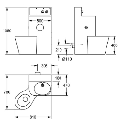 Bild von KWC HEAVY-DUTY HDTX816L Kombi-Unit Gehäusebreite:500 mm, Revisionstür-Paneel:ja, Bodenbefestigungsplatte:nein, Art.Nr. : 2000100968