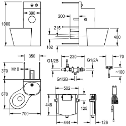 Bild von KWC HEAVY-DUTY HDTX806L Kombi-Unit Gehäusebreite:390 mm, Revisionstür-Paneel:nein, Bodenbefestigungsplatte:nein, Art.Nr. : 2000100956