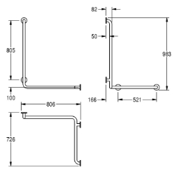 Bild von KWC CONTINA CNTX50WR Wandhandlauf für Ecken - rechts Biegewinkel:90 Grad, Farbe:keine Farbe, Richtung:rechts, Art.Nr. : 2030038228