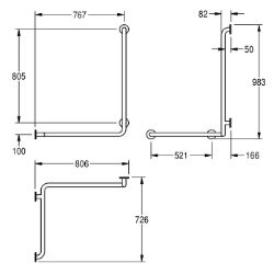 Bild von KWC CONTINA CNTX50WL Wandhandlauf für Ecken - links Biegewinkel:90 Grad, Farbe:keine Farbe, Richtung:links, Art.Nr. : 2030038227