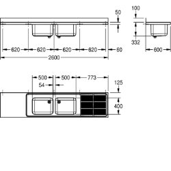 Bild von KWC MAXIMA MAXS222-260 Gewerbespüle Becken: Höhe:300 mm, Oberflächenbehandlung des Beckens:seidenmatt, Becken: Tiefe:400 mm, Art.Nr. : 2000057712