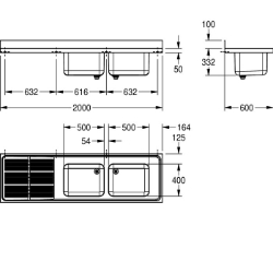 Bild von KWC MAXIMA MAXS217-200 Gewerbespüle Becken: Höhe:300 mm, Oberflächenbehandlung des Beckens:seidenmatt, Becken: Tiefe:400 mm, Art.Nr. : 2000057710