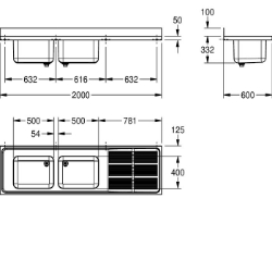 Bild von KWC MAXIMA MAXS212-200 Gewerbespüle Becken: Höhe:300 mm, Oberflächenbehandlung des Beckens:seidenmatt, Becken: Tiefe:400 mm, Art.Nr. : 2000057706