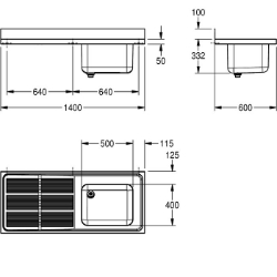 Bild von KWC MAXIMA MAXS117-140 Gewerbespüle Becken: Höhe:300 mm, Oberflächenbehandlung des Beckens:seidenmatt, Becken: Tiefe:400 mm, Art.Nr. : 2000057700