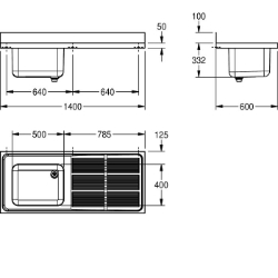 Bild von KWC MAXIMA MAXS112-140 Gewerbespüle Becken: Höhe:300 mm, Oberflächenbehandlung des Beckens:seidenmatt, Becken: Tiefe:400 mm, Art.Nr. : 2000057662