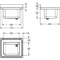 Bild von KWC MAXIMA MAXS100-70 Gewerbespüle Becken: Höhe:300 mm, Oberflächenbehandlung des Beckens:seidenmatt, Becken: Tiefe:400 mm, Art.Nr. : 2000057639