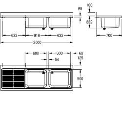 Bild von KWC MAXIMA MAXL217-200 Gewerbespüle Becken: Höhe:300 mm, Oberflächenbehandlung des Beckens:seidenmatt, Becken: Tiefe:500 mm, Art.Nr. : 2000057586