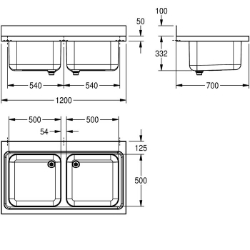 Bild von KWC MAXIMA MAXL200-120 Gewerbespüle Becken: Höhe:300 mm, Oberflächenbehandlung des Beckens:seidenmatt, Becken: Tiefe:500 mm, Art.Nr. : 2000057561