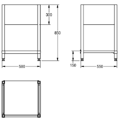 Bild von KWC MAXF60-60 Untergestell zu Maxima Material:Edelstahl, Materialtyp:1.4301 Chromnickelstahl V2A, Materialstärke:1 mm, Art.Nr. : 2000057122