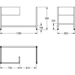 Bild von KWC MAXIMA MAXF140-70DW Untergestell zu Maxima, mit Position Spülmaschine:rechts, Material:Edelstahl, Materialtyp:1.4301 Chromnickelstahl V2A, Art.Nr. : 2000057109