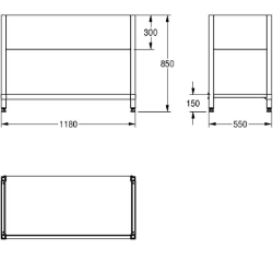 Bild von KWC MAXF120-60 Untergestell zu Maxima Material:Edelstahl, Materialtyp:1.4301 Chromnickelstahl V2A, Materialstärke:1 mm, Art.Nr. : 2000057101