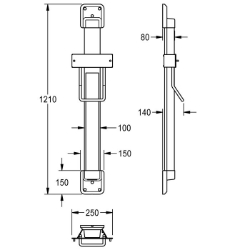 Bild von KWC F5 ACDR0004 Höhenverstellung Gesamttiefe:140 mm, Gesamthöhe:1,210 mm, Gesamtbreite:250 mm, Art.Nr. : 2030052332