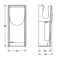 Bild von KWC DRYX600 Hands-in Händetrockner Luftgeschwindigkeit:verstellbar, Luftmenge:244 Kubikmeter/Stunde, Eingangsspannung Hz:60 Hertz (1/Sekunde), Art.Nr. : 2030069907