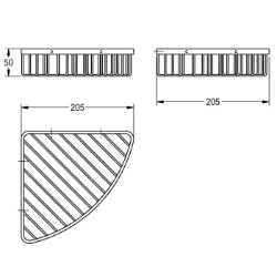 Bild von KWC MISX2009HP Eckkorb Wandmontage hochglanz Material:Edelstahl, Materialtyp:1.4301 Chromnickelstahl V2A, Gesamttiefe:205 mm, Art.Nr. : 2000106380