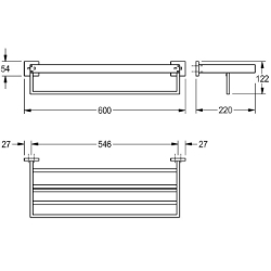 Bild von KWC CUBUS CUBX012HP Doppelhandtuchablage Material:Edelstahl, Materialtyp:1.4301 Chromnickelstahl V2A, Gesamttiefe:220 mm, Art.Nr. : 2000106361