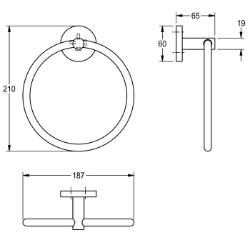 Bild von KWC FIRMUS FIRX104HP Handtuchring Material:Edelstahl, Materialtyp:1.4301 Chromnickelstahl V2A, Gesamttiefe:65 mm, Art.Nr. : 2000106283