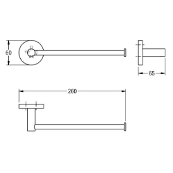 Bild von KWC FIRMUS FIRX004HP Handtucharm Material:Edelstahl, Materialtyp:1.4301 Chromnickelstahl V2A, Gesamttiefe:65 mm, Art.Nr. : 2000106271