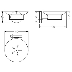 Bild von KWC MEDIUS MEDX007HP Seifenablage Material:Edelstahl, Materialtyp:1.4301 Chromnickelstahl V2A, Gesamttiefe:125 mm, Art.Nr. : 2000106253