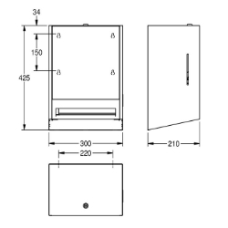 Bild von KWC EXOS. EXOS637W Papierhandtuchspender Maximale Tiefe/Durchmesser Verbrauchsmaterial:200 mm, Maximale Breite Verbrauchsmaterial:205 mm, Füllmenge:1, Art.Nr. : 2030025233