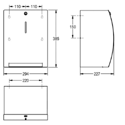 Bild von KWC STRATOS STRX637 Papierhandtuchspender Maximale Tiefe/Durchmesser Verbrauchsmaterial:200 mm, Maximale Breite Verbrauchsmaterial:205 mm, Füllmenge:1, Art.Nr. : 2000110533