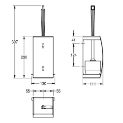 Bild von KWC STRATOS STRX687 WC-Bürstenhalter Bürstenfarbe:weiss, Material:Edelstahl, Materialtyp:1.4301 Chromnickelstahl V2A, Art.Nr. : 2000057403