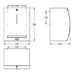 Bild von KWC STRATOS STRX630 Papierhandtuchspender Maximale Tiefe/Durchmesser Verbrauchsmaterial:220 mm, Maximale Breite Verbrauchsmaterial:205 mm, Füllmenge:1, Art.Nr. : 2000057390