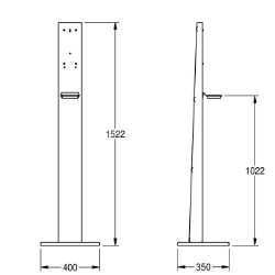 Bild von KWC GLX2020 Standsäule Material:Edelstahl, Materialtyp:1.4301 Chromnickelstahl V2A, Materialstärke:1.5 mm, Art.Nr. : 2030062801