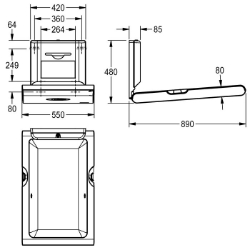 Bild von KWC CAMBRINO CAMB22VS Wickeltisch Klappbar:ja, Material:Kunststoff, Maximale Belastbarkeit:11 Kilogramm, Art.Nr. : 2030057695