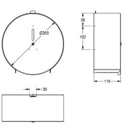 Bild von KWC CHRX669 WC-Großrollenhalter Jumbo Maximale Tiefe/Durchmesser Verbrauchsmaterial:260 mm, Maximale Breite Verbrauchsmaterial:105 mm, Füllmenge:1, Art.Nr. : 2000060983