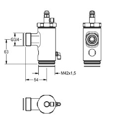 Bild von KWC EAQLN0020 WC-Druckspüler DN 20 Füllmenge:1, Mengeneinheit:Stück, Art.Nr. : 2000104835