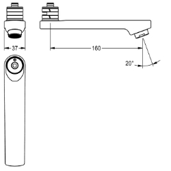 Bild von KWC ASXX1002 Schwenkauslauf, 160 mm Ausladung des Auslaufs:160 mm, Art des Auslaufes:Schwenkauslauf, Art.Nr. : 2030032815