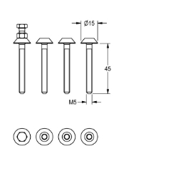 Bild von KWC ASXX9013 Sicherheitsschraube M5 x 45 Gesamttiefe:15 mm, Gesamthöhe:50 mm, Gesamtbreite:15 mm, Art.Nr. : 2000104692