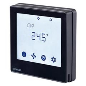 Bild von Siemens - KNX Unterputz-Raumthermostat Touch für 2-/4-Rohr FCU mit Ein/Aus-Ausgang und 2x universellem Eingang, für runde und quadratische Dosen, schwarz, Art.Nr. :RDF800KN/VB