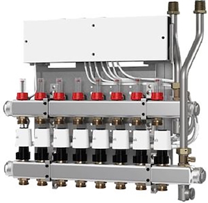 Bild von Danfoss EvoFlat Edelstahlverteiler SGCi mit Icon-Regler mit 2 Heizkreisen, 24V, Art.Nr. :145H0942