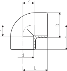 Bild von +GF+ Winkel 90° PVC-U metrisch, Grösse: 6, Art.Nr.: 721100101